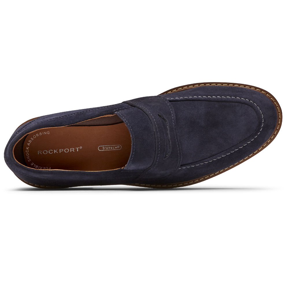 Rockport Mens Loafers Navy - Kenton Penny - UK 312-WHLGKT